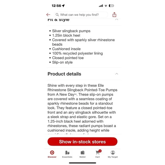 Women's Silver Elle Rhinestone Slingback Pointed Toe Pumps Size 8 - A New Day - Picture 5 of 7